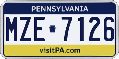 PA license plate MZE7126