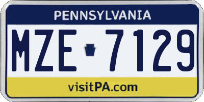 PA license plate MZE7129