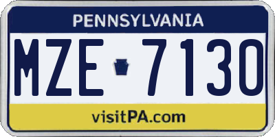 PA license plate MZE7130