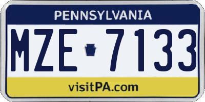 PA license plate MZE7133