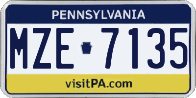 PA license plate MZE7135