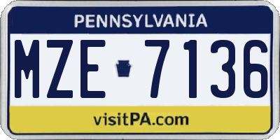 PA license plate MZE7136