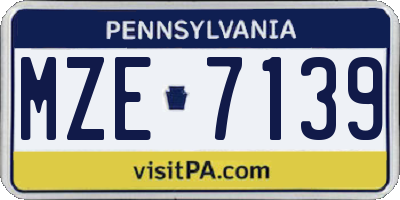 PA license plate MZE7139