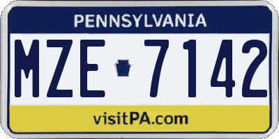 PA license plate MZE7142