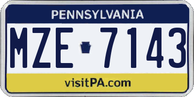 PA license plate MZE7143