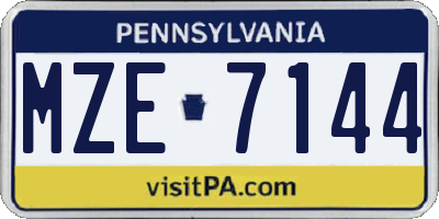 PA license plate MZE7144