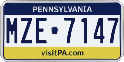 PA license plate MZE7147