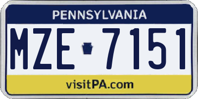 PA license plate MZE7151