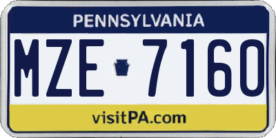 PA license plate MZE7160