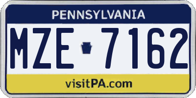 PA license plate MZE7162