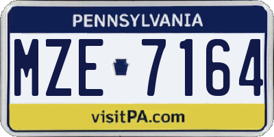 PA license plate MZE7164