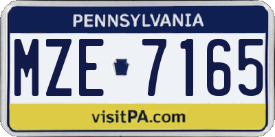 PA license plate MZE7165