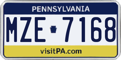 PA license plate MZE7168