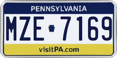 PA license plate MZE7169