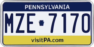 PA license plate MZE7170