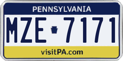 PA license plate MZE7171