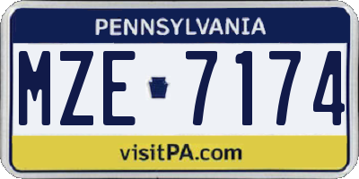 PA license plate MZE7174