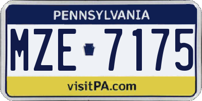 PA license plate MZE7175