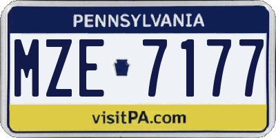 PA license plate MZE7177
