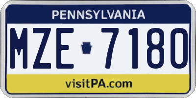 PA license plate MZE7180