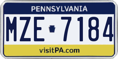 PA license plate MZE7184