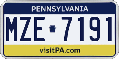 PA license plate MZE7191