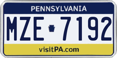 PA license plate MZE7192