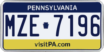 PA license plate MZE7196