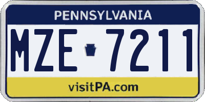 PA license plate MZE7211