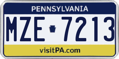 PA license plate MZE7213