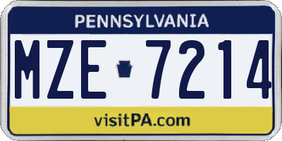 PA license plate MZE7214