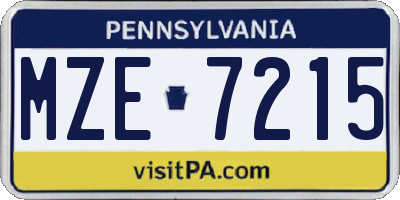 PA license plate MZE7215