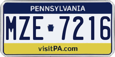 PA license plate MZE7216