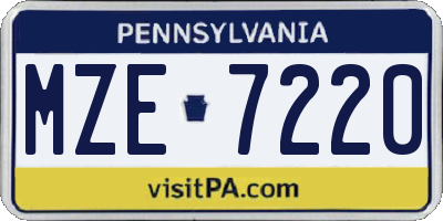 PA license plate MZE7220
