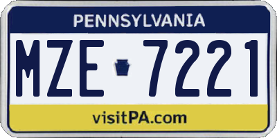 PA license plate MZE7221