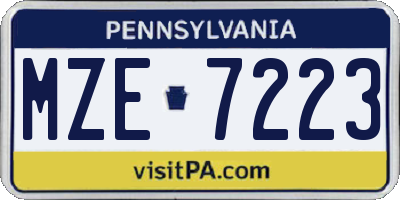 PA license plate MZE7223