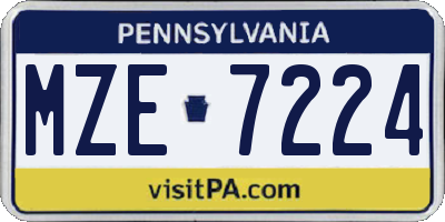 PA license plate MZE7224