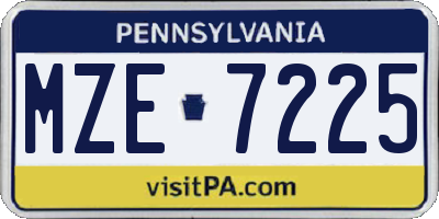 PA license plate MZE7225