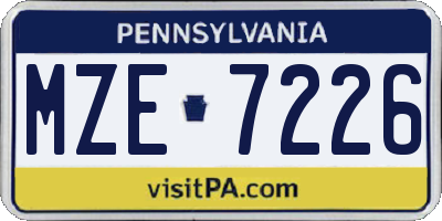 PA license plate MZE7226