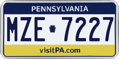 PA license plate MZE7227