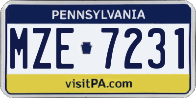 PA license plate MZE7231