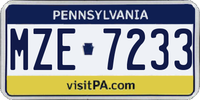 PA license plate MZE7233