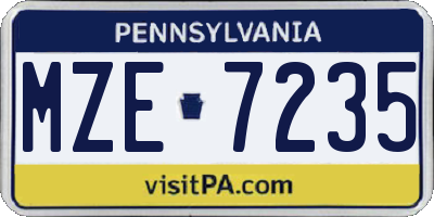 PA license plate MZE7235