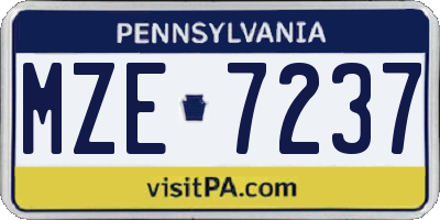 PA license plate MZE7237