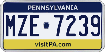 PA license plate MZE7239