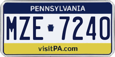 PA license plate MZE7240