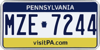 PA license plate MZE7244