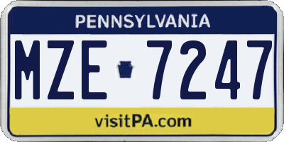 PA license plate MZE7247