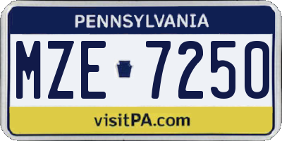 PA license plate MZE7250