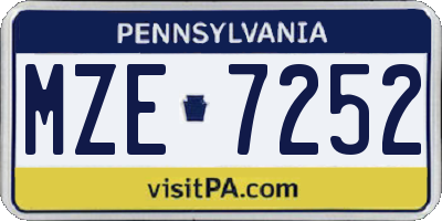 PA license plate MZE7252